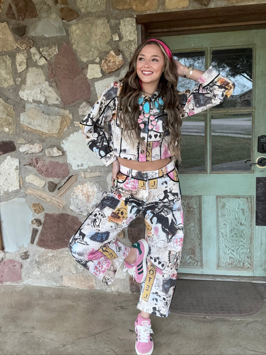 Cowboy Graffiti Denim PANTS by Double D