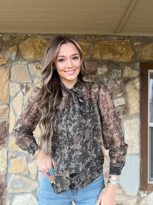Cowgirl Camo Sheer Blouse