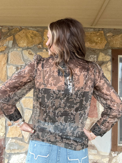 Cowgirl Camo Sheer Blouse