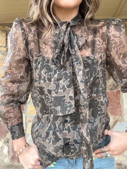 Cowgirl Camo Sheer Blouse