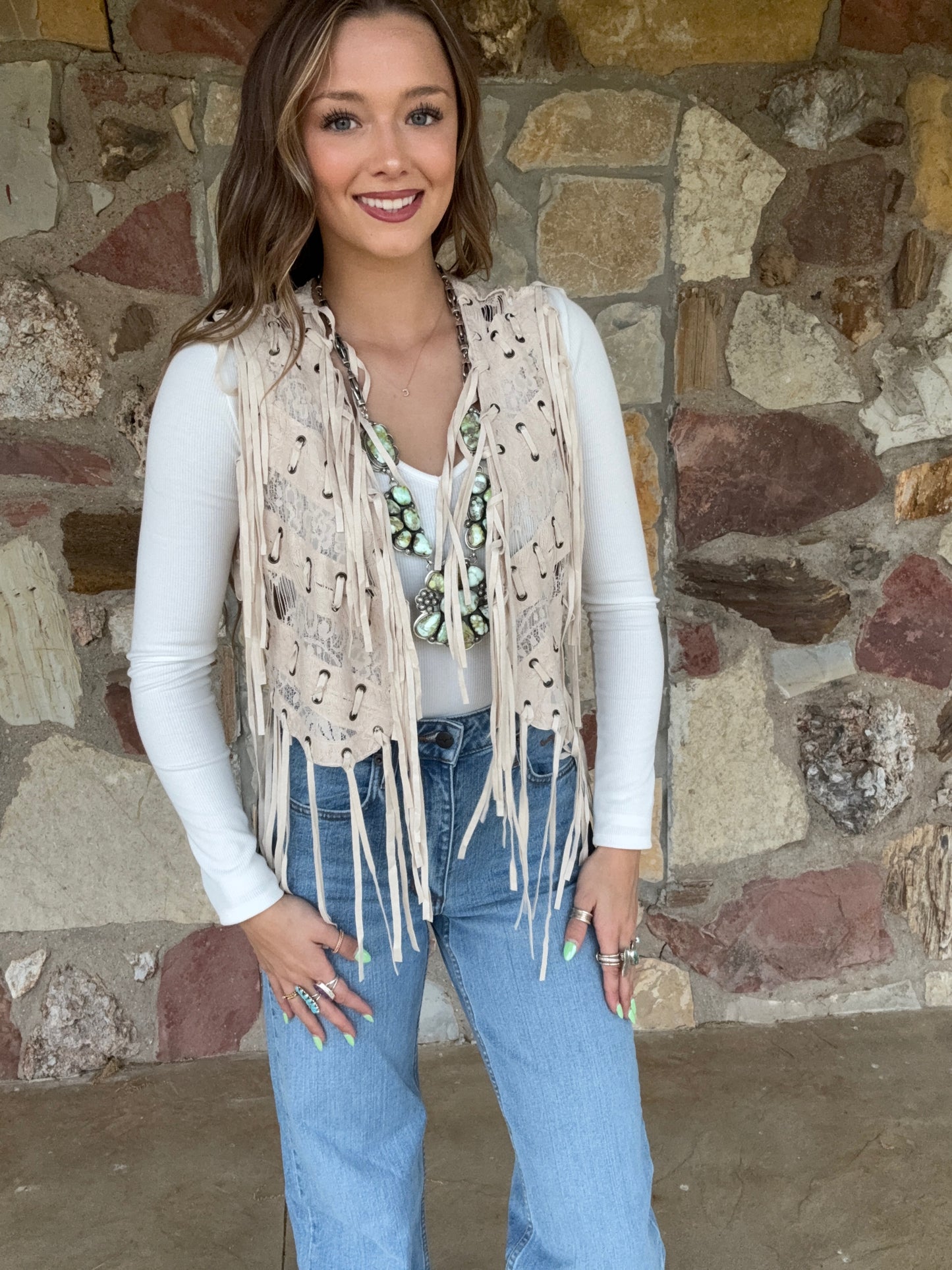 Lonesome Lace Suede Vest