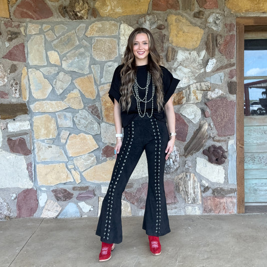 Sundance Suede Lace Flare Pants