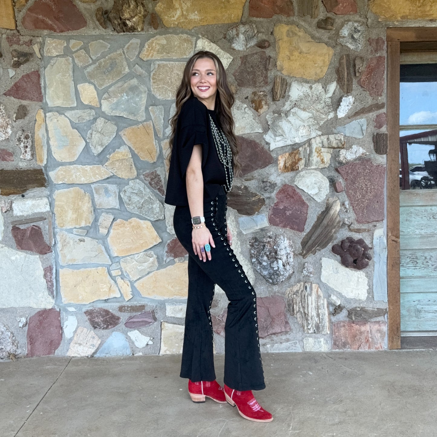 Sundance Suede Lace Flare Pants
