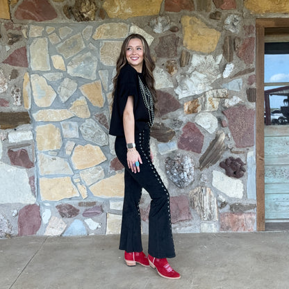 Sundance Suede Lace Flare Pants