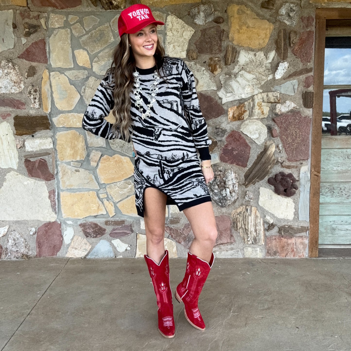 Western Safari Sweater Dress