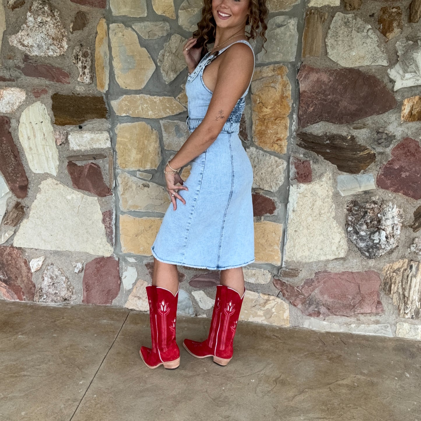 Buckle Up Blues Dress