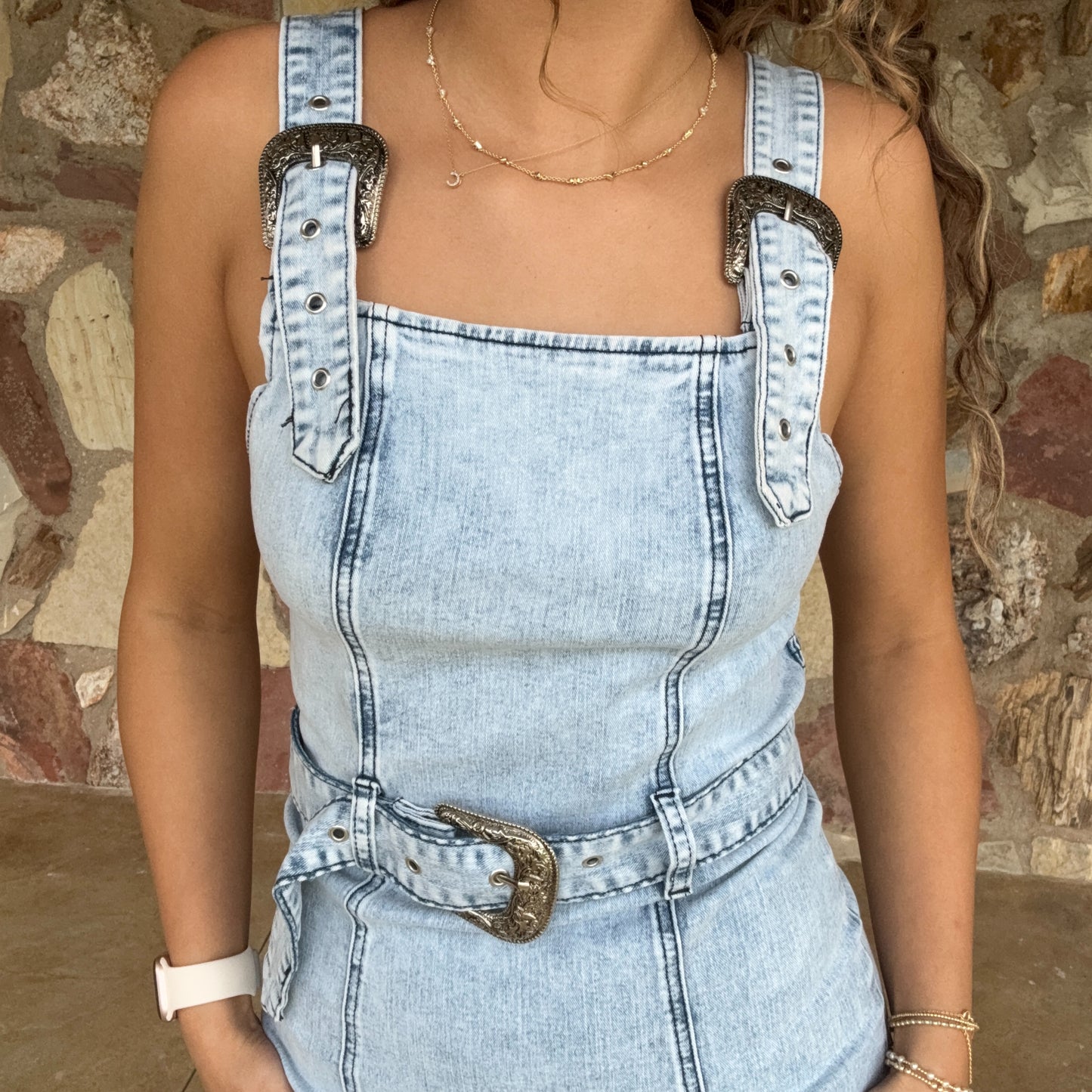 Buckle Up Blues Dress