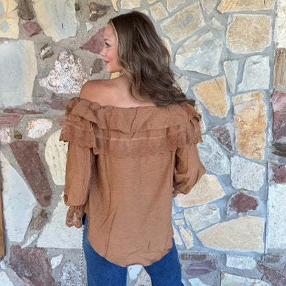 Selina Lace Neck blouse: Carmel