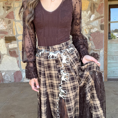 The Iris Maxi Skirt: Brown