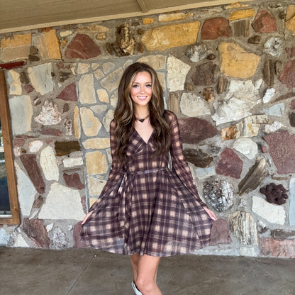 The Lola Plaid Dress : Brown