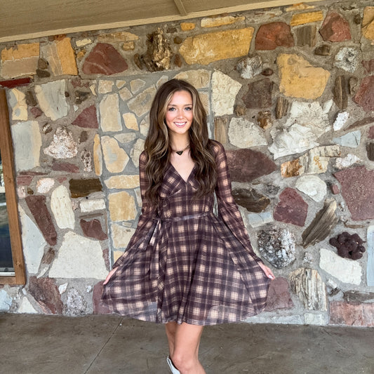 The Lola Plaid Dress : Brown