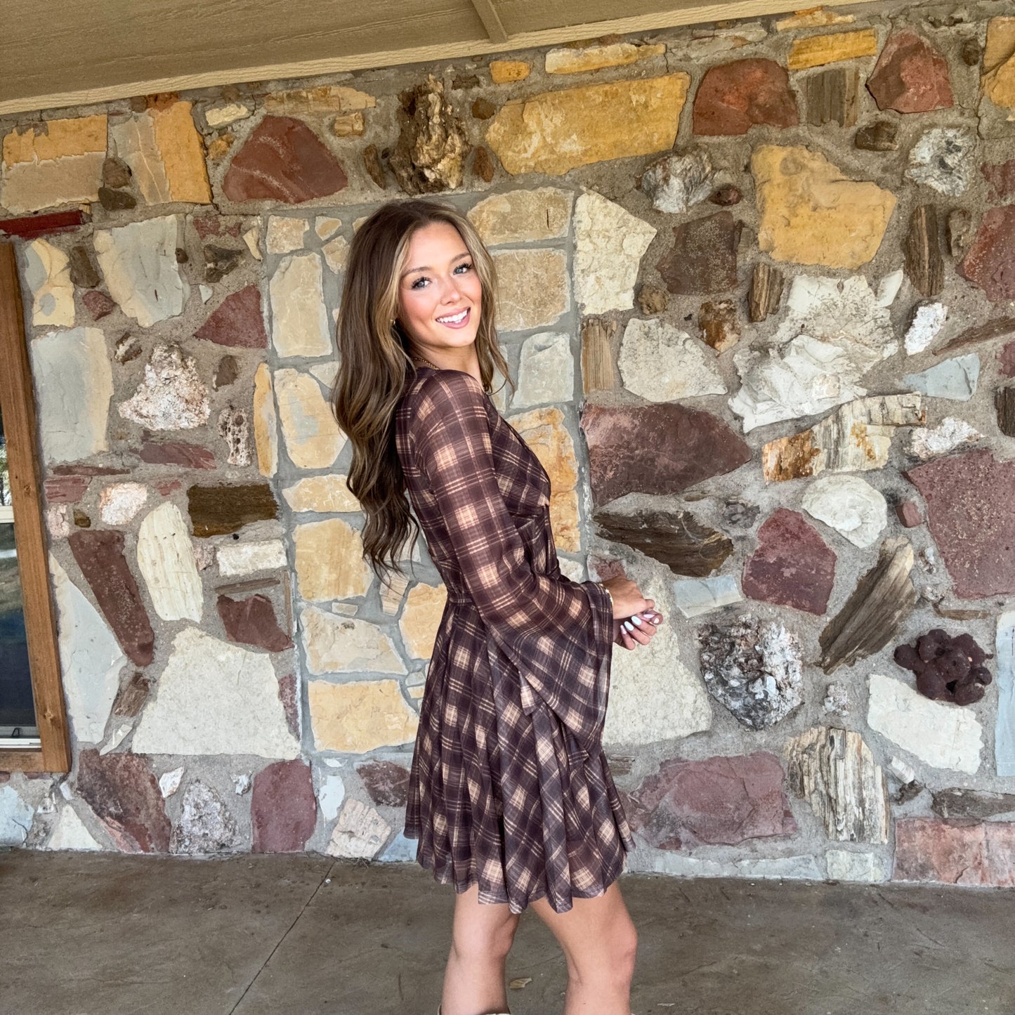 The Lola Plaid Dress : Brown