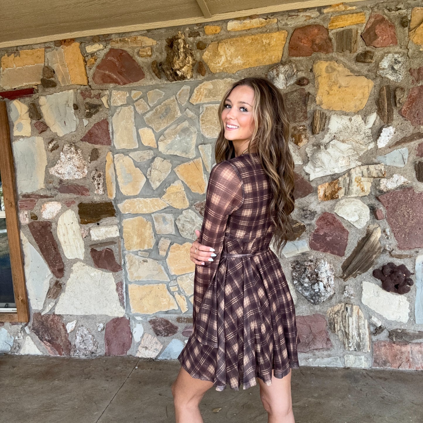 The Lola Plaid Dress : Brown