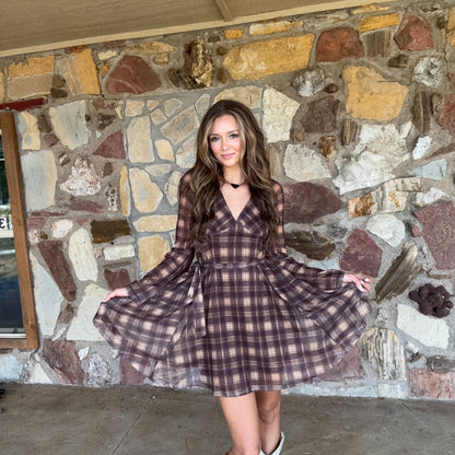 The Lola Plaid Dress : Brown