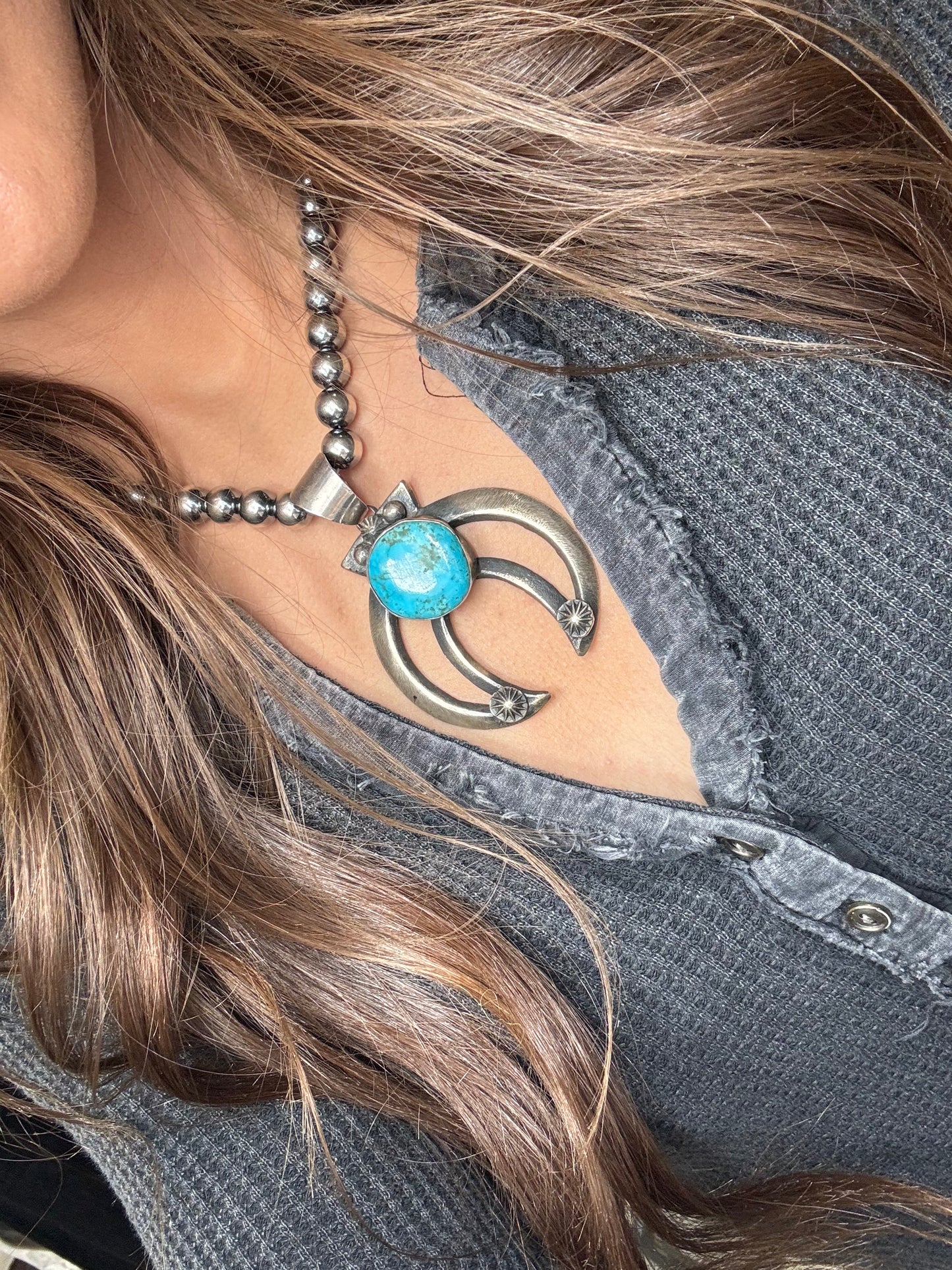 Turquoise Naja Pendant Chimney Butte, Santo Domingo Pueblo