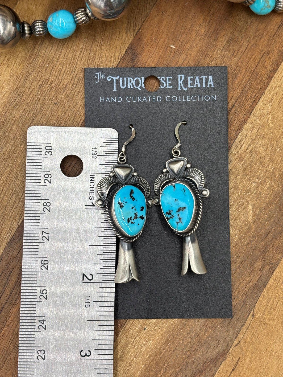 Sleeping Beauty #922-23 Turquoise Squash Blossom Necklace, Cuff, & Earrings Set by Derrick, Navajo