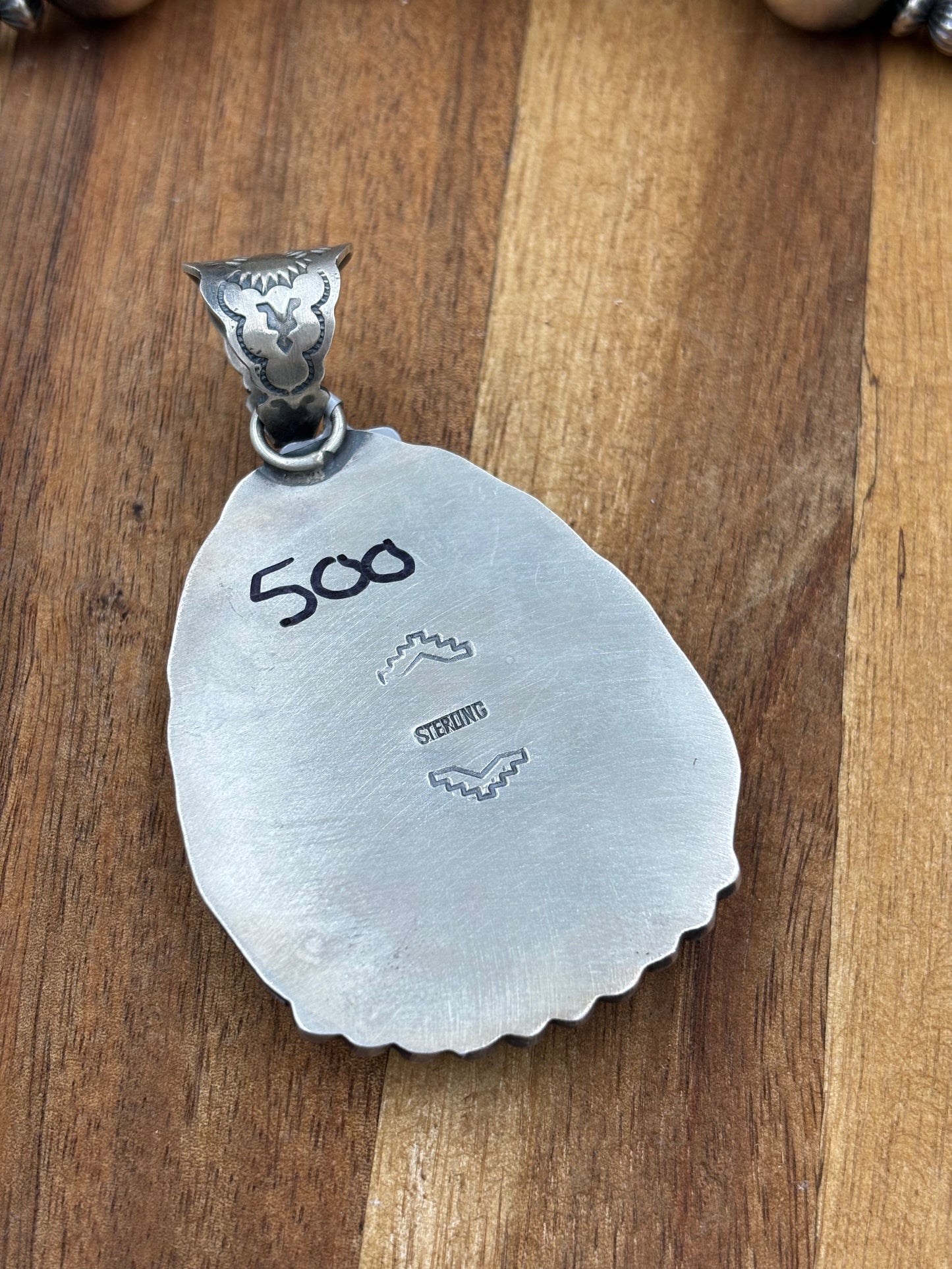 Turquoise Pendant Twisted & Dotted Border