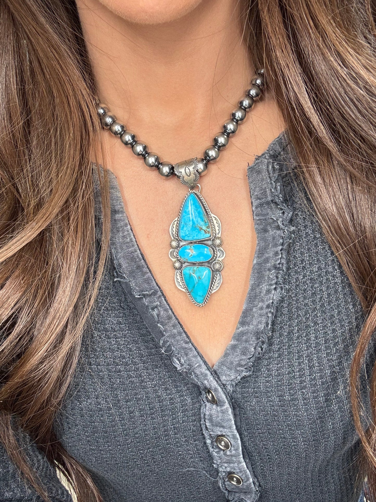 Turquoise Pendant by Boyd Ashley, Navajo