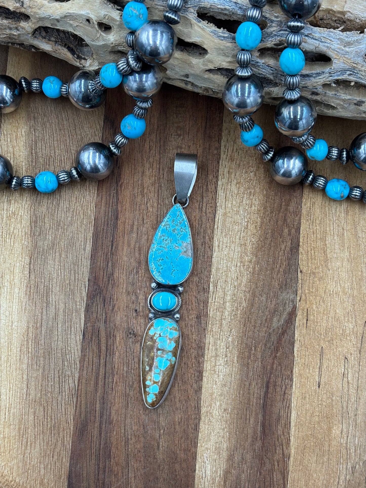 Three Stone Turquoise Pendant "A"