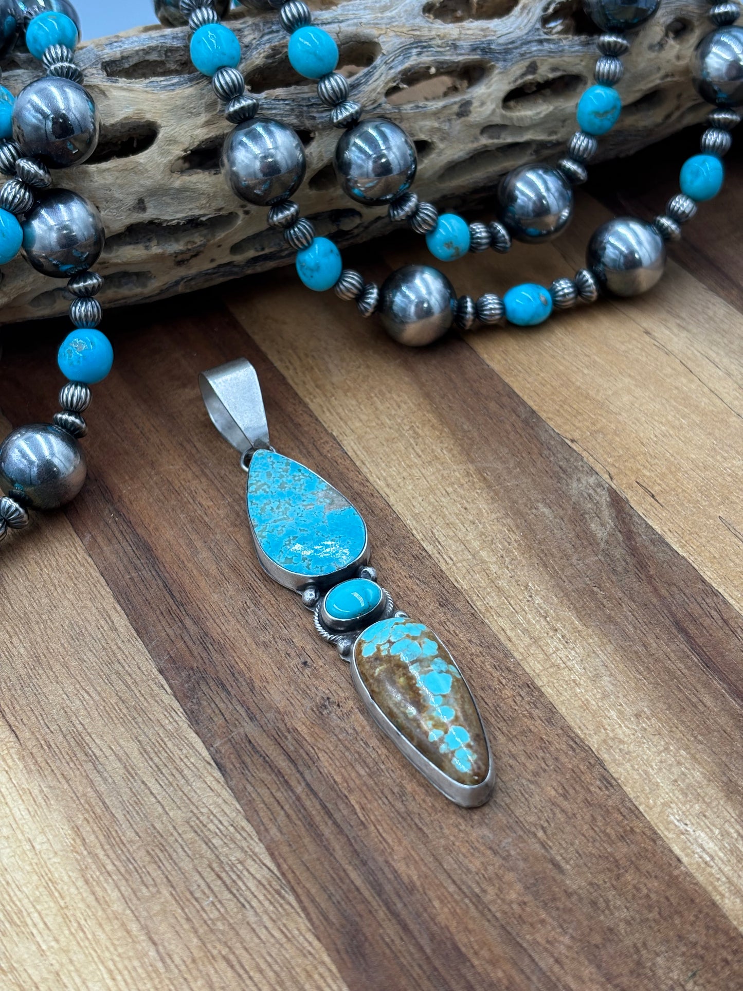 Three Stone Turquoise Pendant "A"