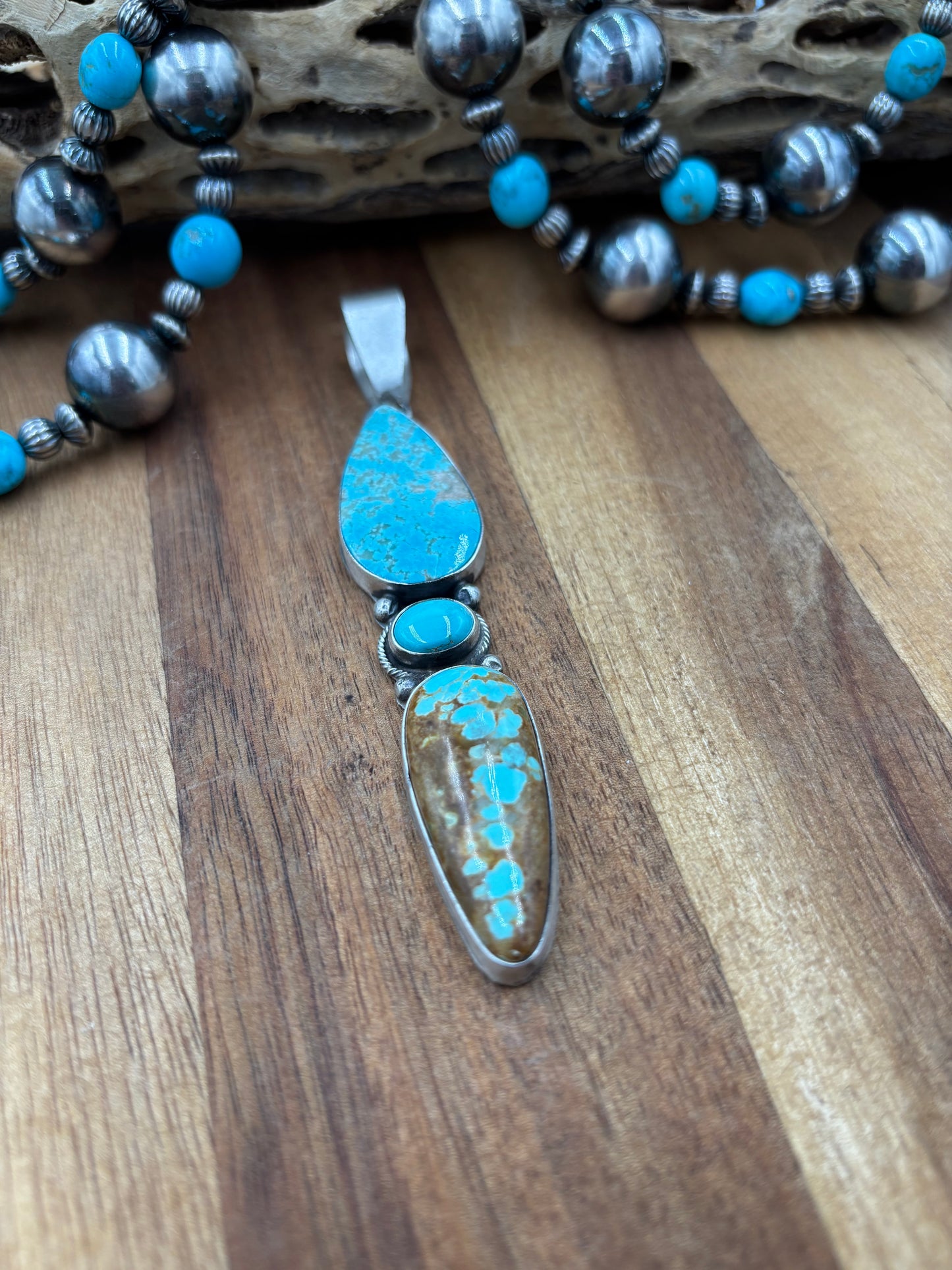 Three Stone Turquoise Pendant "A"