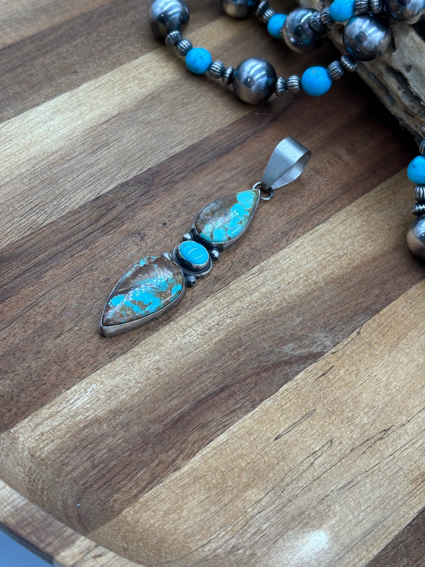 Three Stone Turquoise Pendant "B"