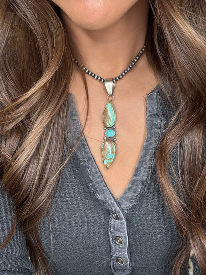 Three Stone Turquoise Pendant "B"