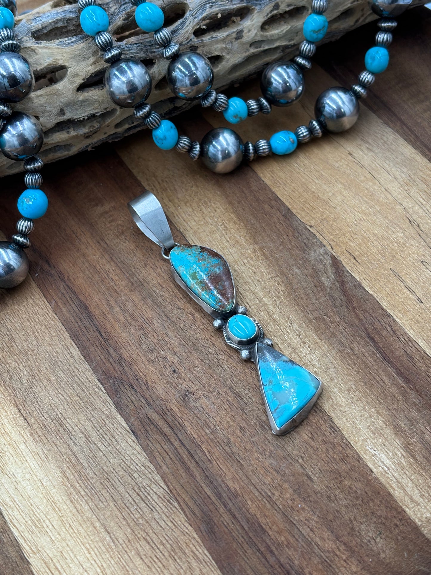 Three Stone Turquoise Pendant "C"