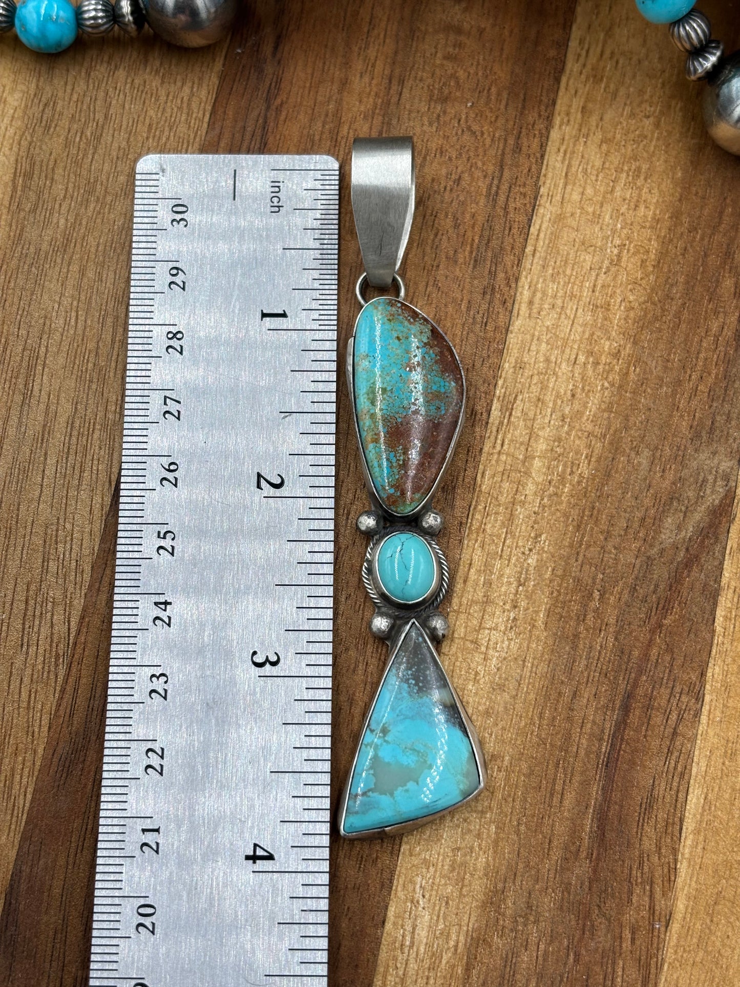 Three Stone Turquoise Pendant "C"