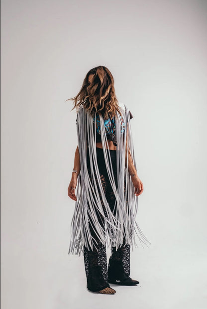 777  White Leather Cape