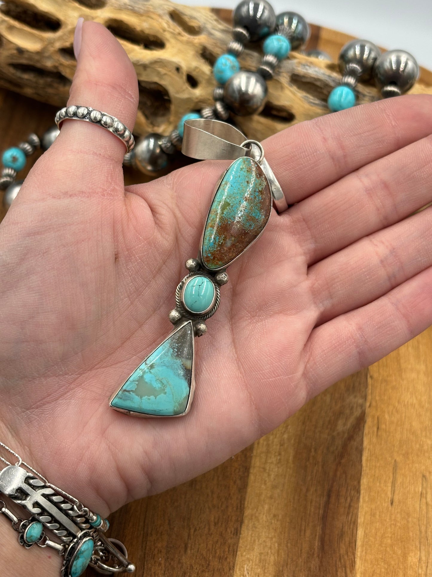 Three Stone Turquoise Pendant "C"