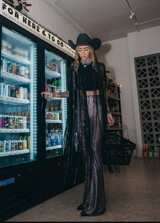 777 Black Leather Cape