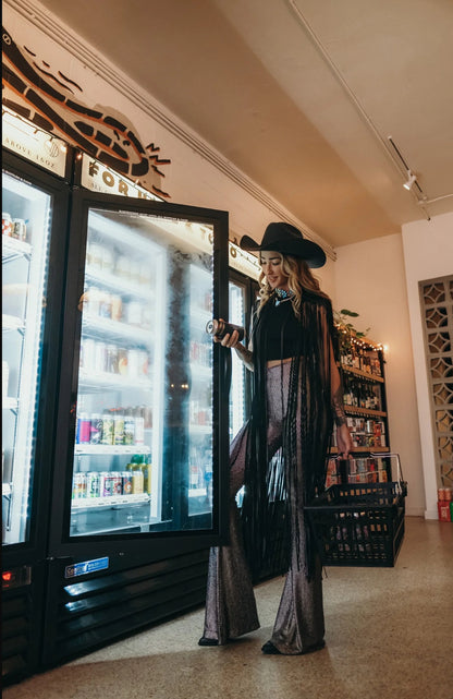 777 Black Leather Cape