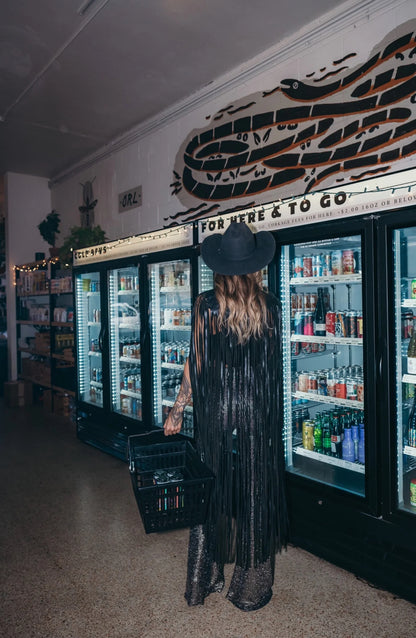 777 Black Leather Cape