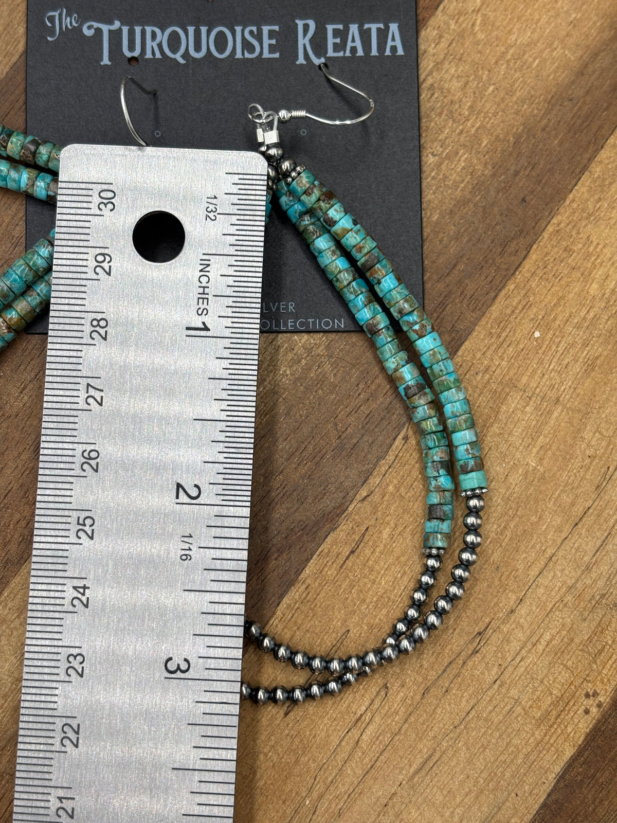 Coco Turquoise #922-6 Sterling Silver Pearl Double Loop Hoop Hook Earrings