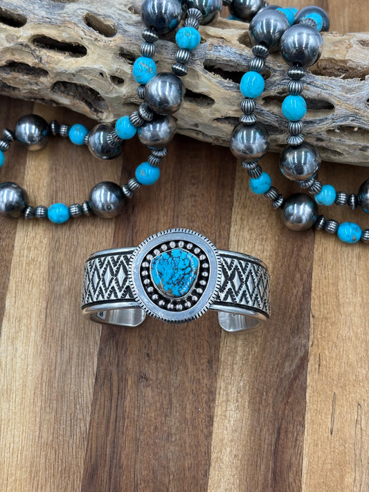 Turquoise Cuff by Jonathon Nez, Navajo