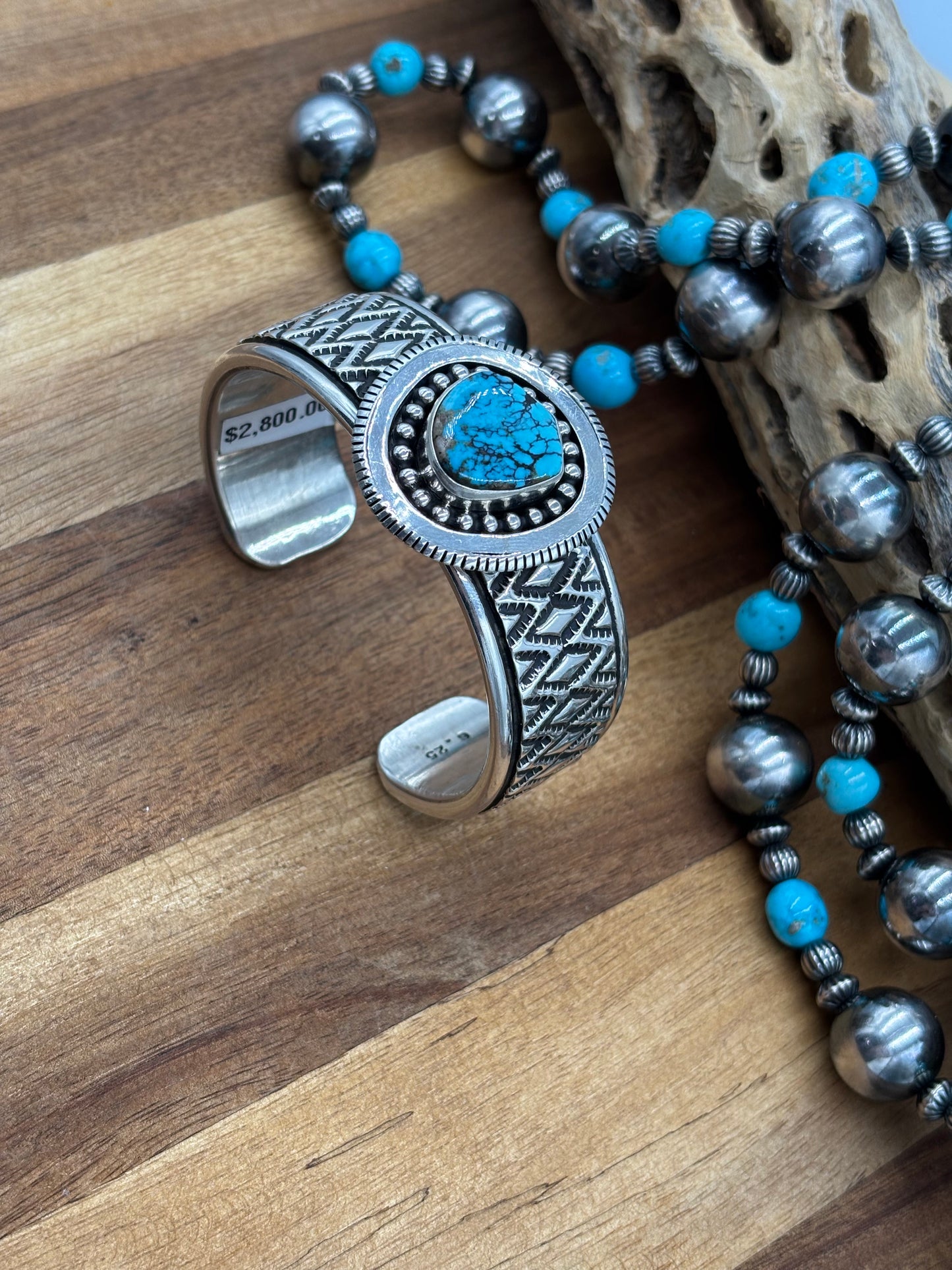 Turquoise Cuff by Jonathon Nez, Navajo