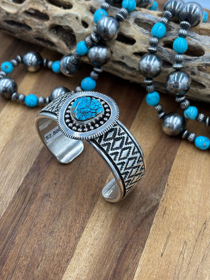 Turquoise Cuff by Jonathon Nez, Navajo