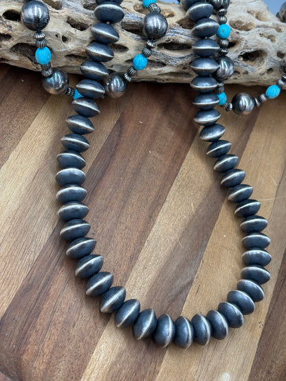 34" Handmade Navajo Pearls #922-4 Necklace by Stanford Yazzie, Navajo