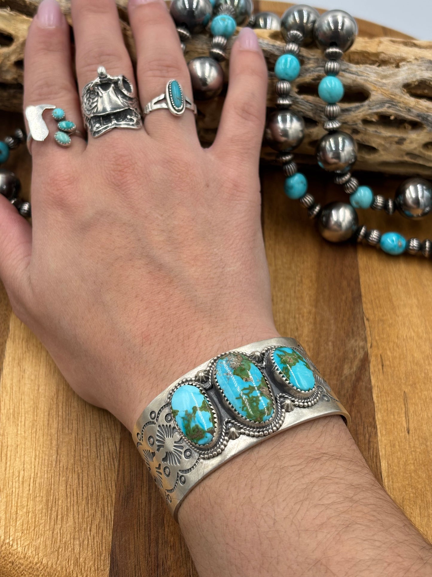 Three Stone Sonoran Gold Cuff "B"