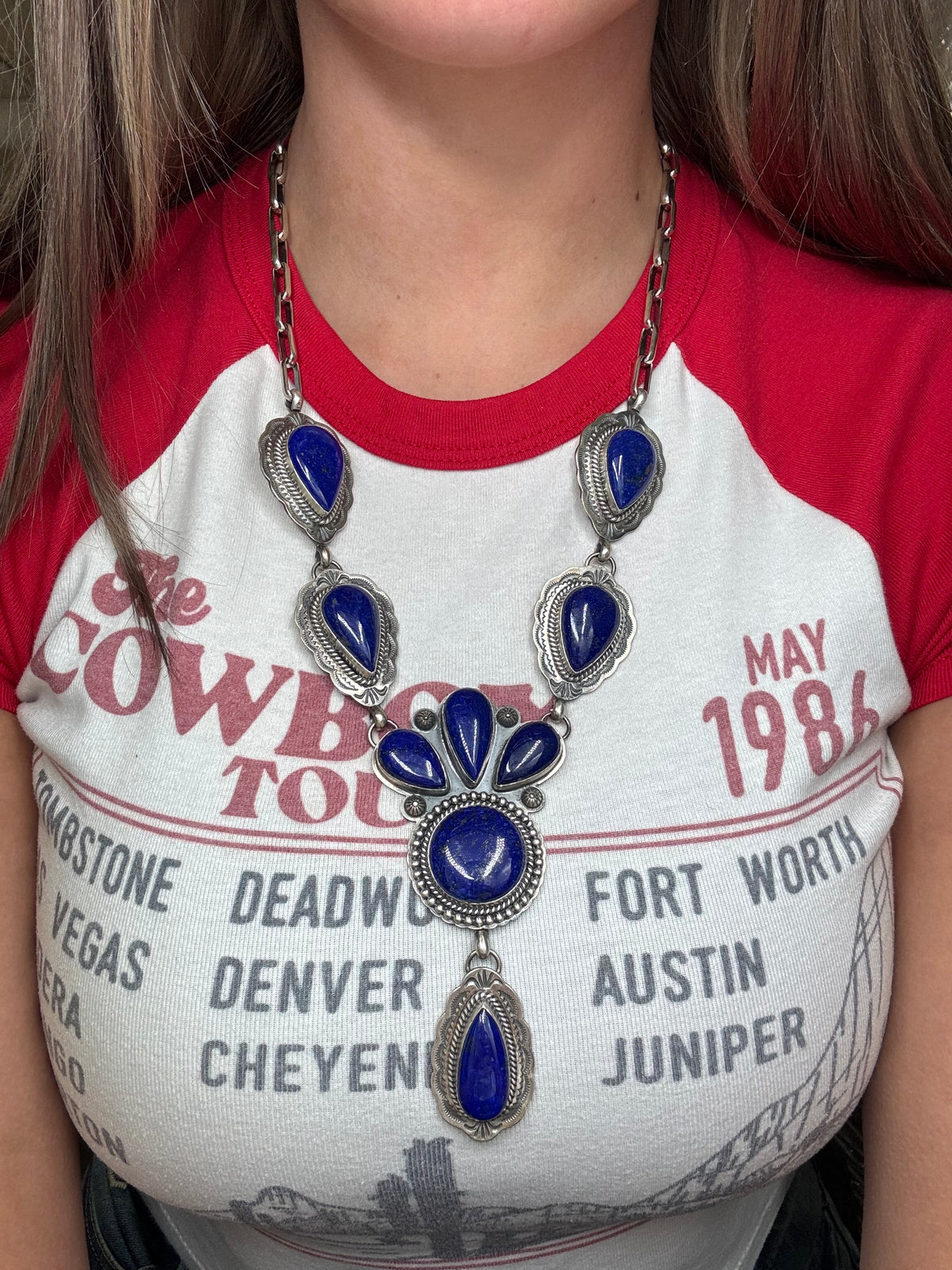 Lapis Lariat Necklace #922-3 by Gilbert Platero