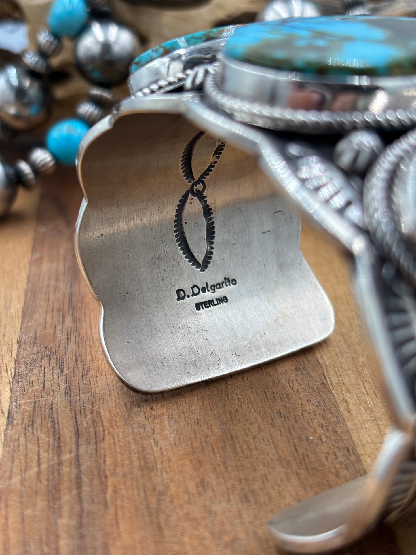 Three Stone Sonoran Gold Cuff by Delbert Delgarito, Navajo