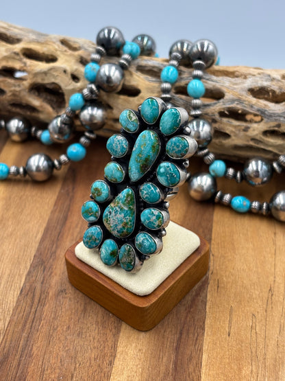 Sonoran Turquoise Cluster Ring Size 9 by Travis J, Navajo