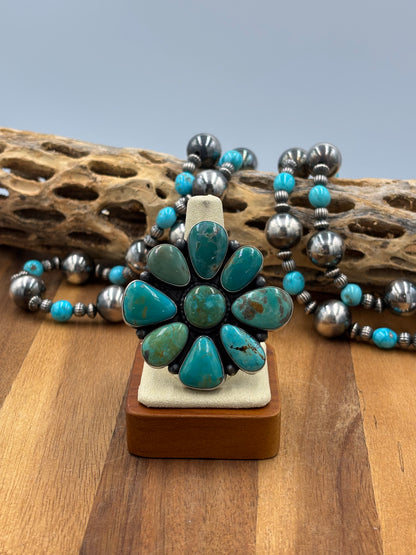 Turquoise Cluster Ring Size 9.5