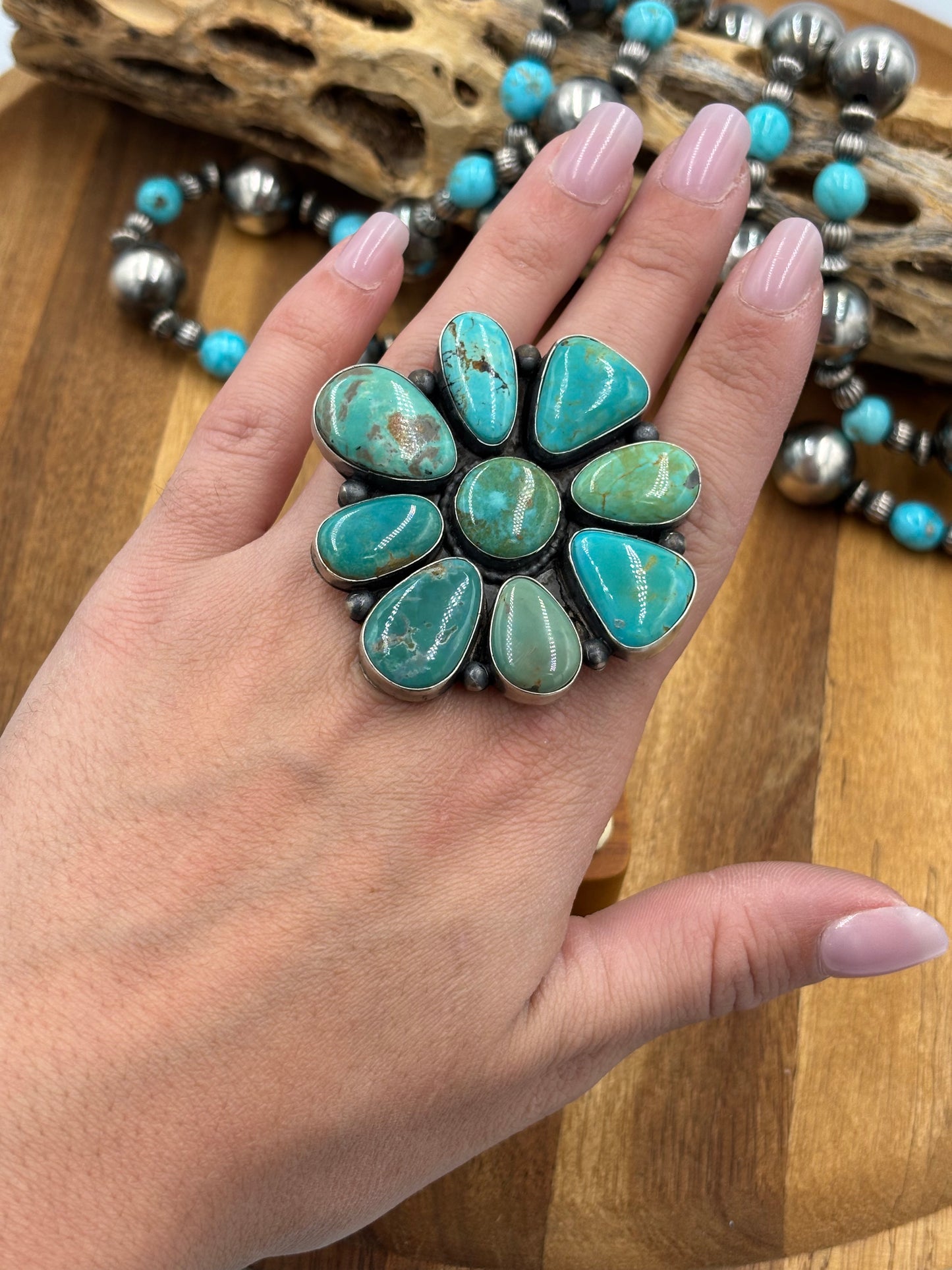 Turquoise Cluster Ring Size 9.5