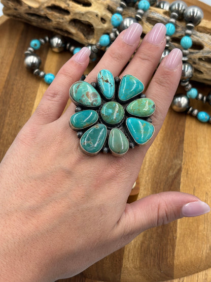 Turquoise Cluster Ring Size 9.5