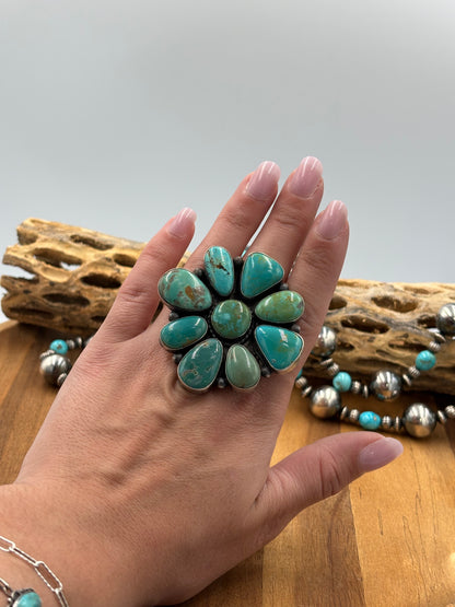 Turquoise Cluster Ring Size 9.5