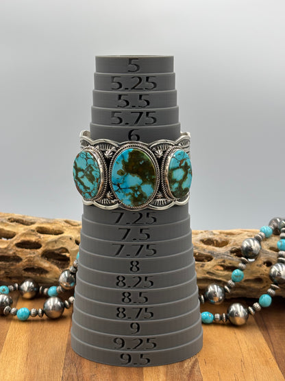 Three Stone Sonoran Gold Cuff by Delbert Delgarito, Navajo