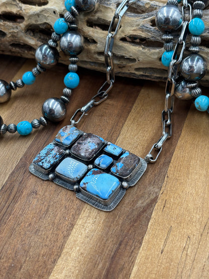 Golden Hills Cluster Bar Necklace by Lyle Piasso, Navajo