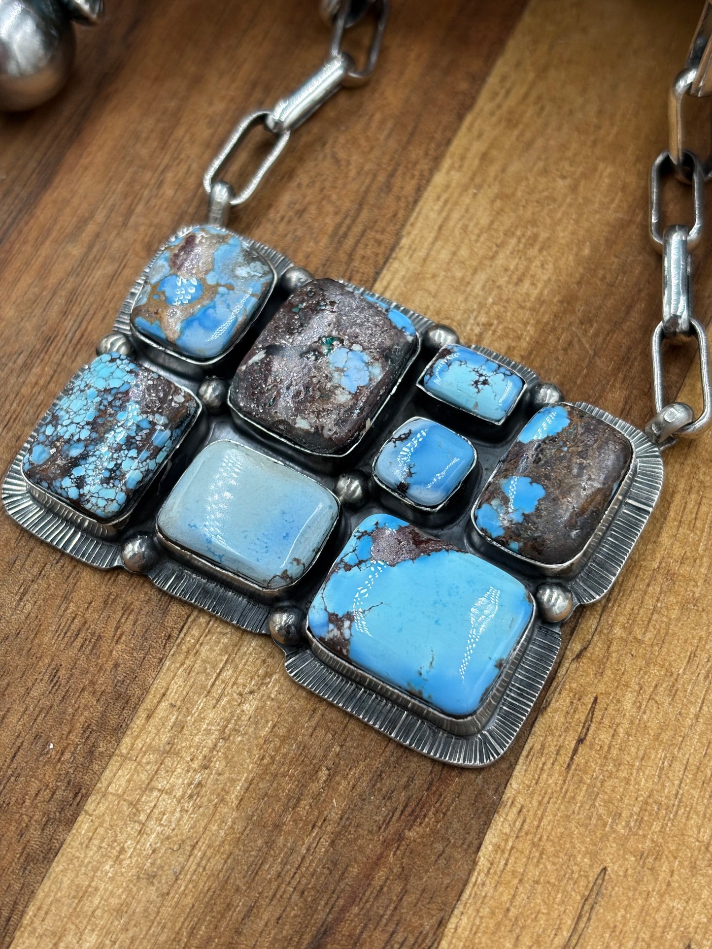 Golden Hills Cluster Bar Necklace by Lyle Piasso, Navajo